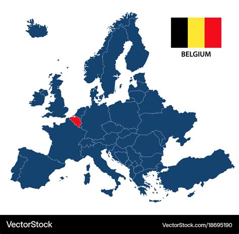 Map Europe With Highlighted Belgium Royalty Free Vector