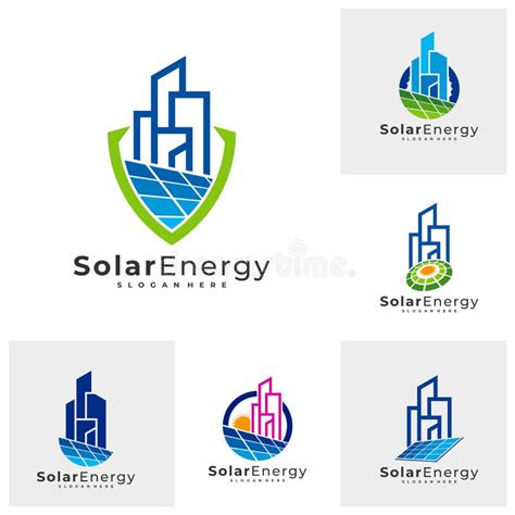 Set Of Solar City Logo Vector Template Creative Solar Panel Energy