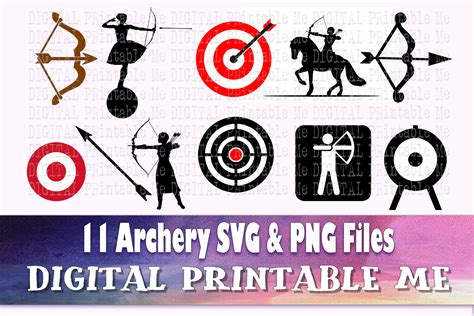 Archery Svg Bundle Silhouette Outline Png Clip Art 11 Digital Imag