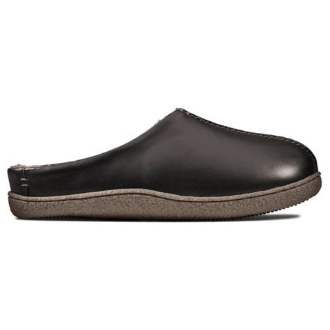 Clarks Mens Relaxed Style Black Leather Mule Slippers 26143828