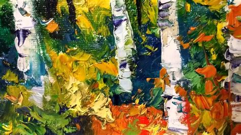 Birch Trees Oil Painting By Impressionist Artist Jose