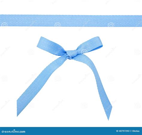Blue Slim Ribbon With A Bow Isolated Stock Image Image Of Birthday