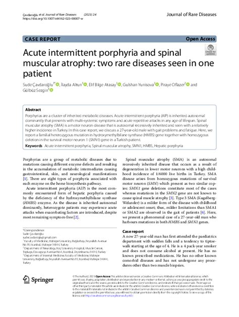 Pdf Acute Intermittent Porphyria And Spinal Muscular Atrophy Two