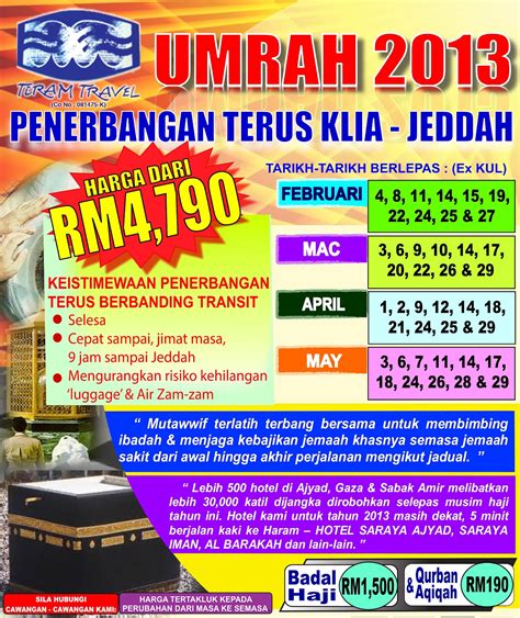Pihak syarikat mengalakkan pelanggan membuat sebarang urusan atau pendaftaran secara atas talian. Syoknya Umrah bersama Tiram Travel - Haji, Umrah & Ziarah ...