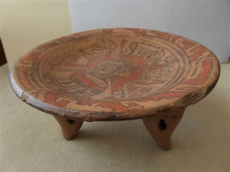 Early Period Tripod Rattle Vessel Bowl Monkey Themed Polychrome Ebay