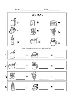 Included in this money math printable pack: Autism Tank: BBQ Unit in Action