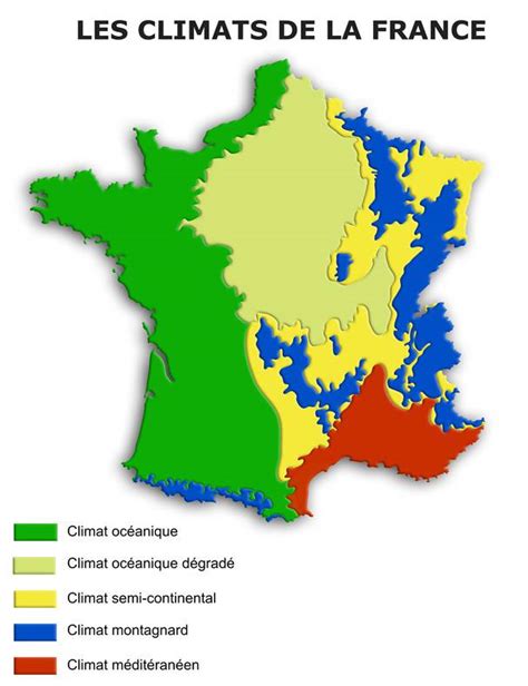 Carte du climat en France Climat en France selon les régions