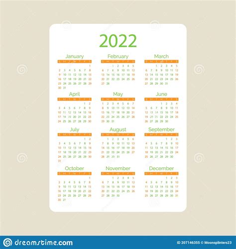 White Pocket Vector Calendar 2022 Year Minimal Business