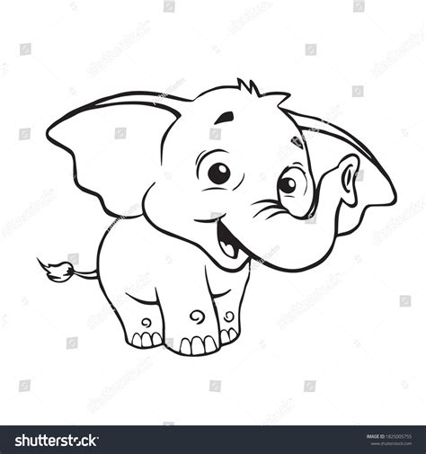 Funny Elephant Cartoon Coloring Page Design Stock Vector Royalty Free