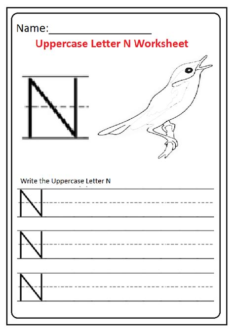 Uppercase Letter N Worksheets / Free Printable - Preschool and Kindergarten