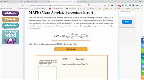 Suggest in a2 and copied across to suit: Mean Absolute Percentage Error Formula Excel