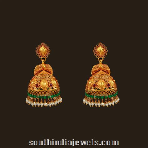 Gold Antique Bridal Jhumka From Vbj South India Jewels