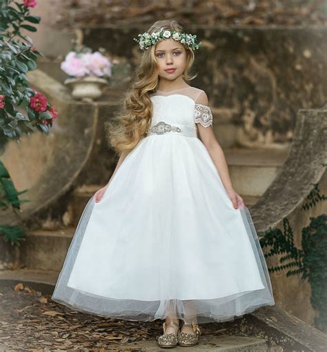 White Flower Girl Dresstulle And Lace Flower Girl Dress Etsy Canada