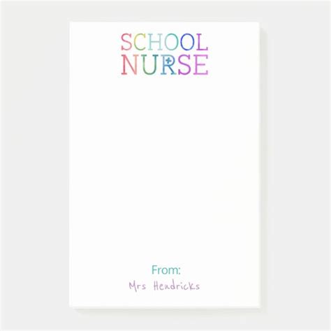School Nurse Personalized Fun Colorful Typography Post It Notes