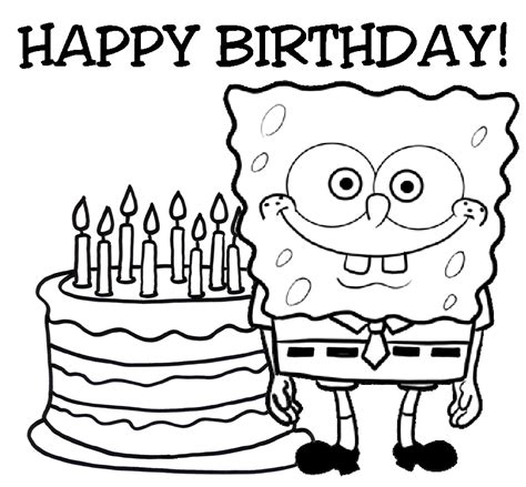 Happy birthday coloring pages will let the celebrant and the guests color together and have fun with each other while finishing their works of art. Coloring pages from Spongebob Squarepants animated ...