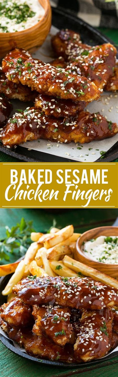 This baked sesame orange chicken is crazy delicious. These baked sesame chicken fingers are tossed in a sweet ...