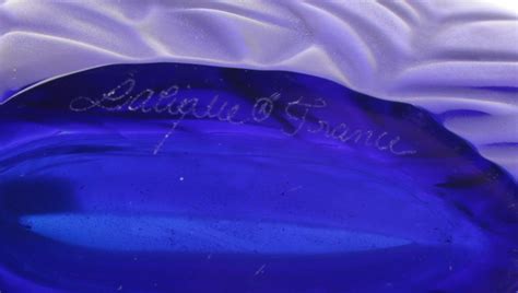 Lalique Filicaria Cobalt Blue Crystal Pillow Vase Ebth