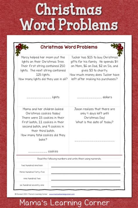 They're sure to provide your child with hours of entertainment (and learning!). Christmas Word Problems - Mamas Learning Corner