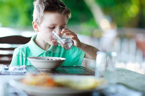 Little Boy Drinking Water Stock Image Image Of Portrait 24343705
