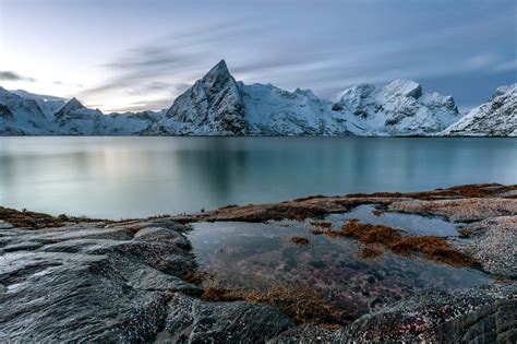 Fond Décran La Nature Paysage Hiver Des Nuages Norvège Lac Des