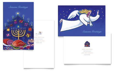 Holiday Seasons Menorah Greeting Card Template Design