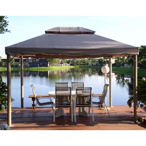 Vented tiered roof provides comfort and shade. Superstore Bond 10 x 12 Gazebo Canopy Replacement Garden ...