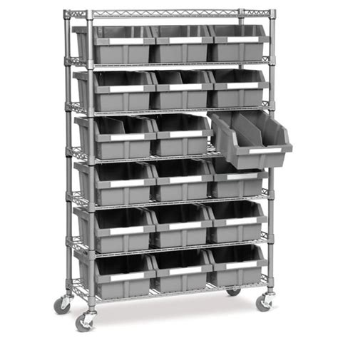 I store all our camping gear in these. Seville Classics Storage Bin Rack with 7 Shelves and 18 ...