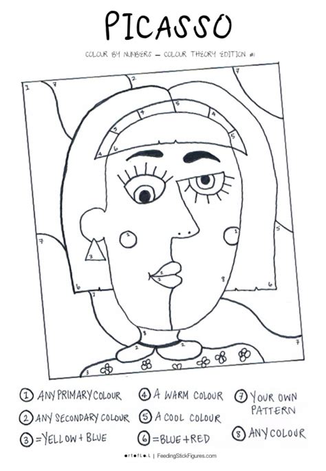 Picasso Art Colouring Page For Kids Feeding Stick
