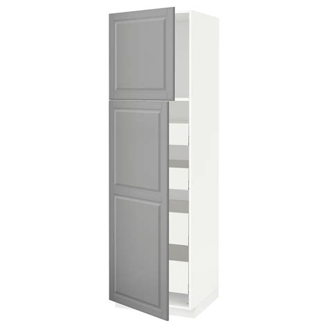 METOD / MAXIMERA Armoire 2 portes/4 tiroirs - blanc, Bodbyn gris - IKEA
