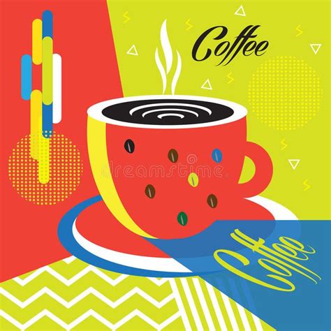 Coffee Cup Poster Cappuccino Coffee Mug Pop Art Sign Vector