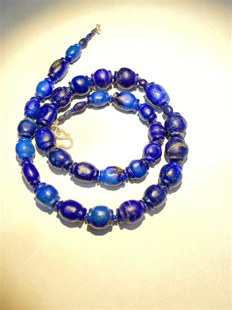 Old Beads Antique Lapis Bead Necklace Etsy