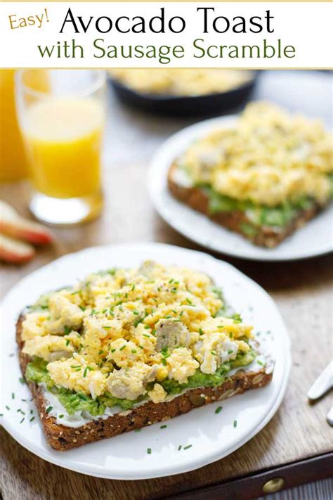 Breakfast Avocado Toast With Egg And Sausage Two Healthy Kitchens