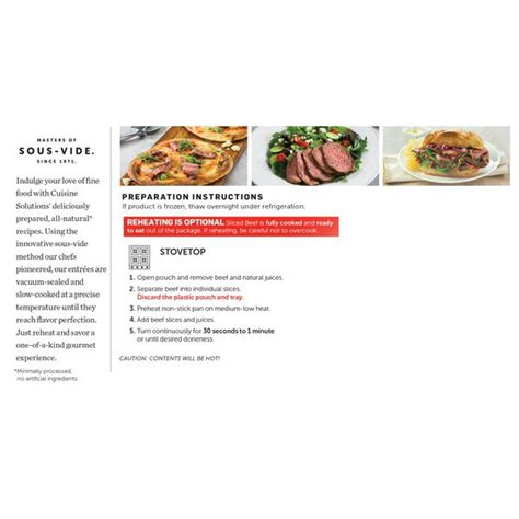 Cuisine Solutions Grass Fed Beef Sliced Sirloin Costco Food Database