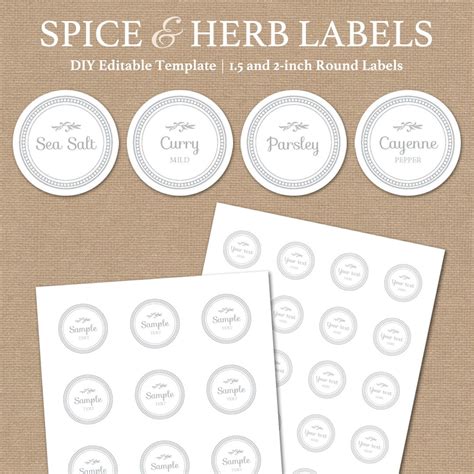 Printable Spice Label Template Spice Jar Labels Etsy