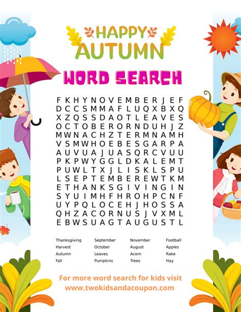 Free Kids Word Search Printable For Fall Two Kids And A Coupon