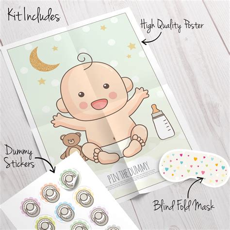 Pin The Dummy On The Baby Baby Shower Game Kit Boy Or Girl Etsy