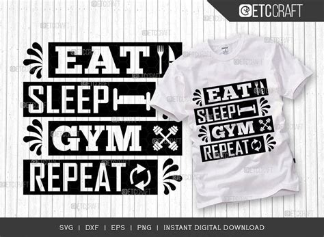 Eat Sleep Gym Repeat Svg Cut File Weights Svg Gym Svg Fitness Svg Workout Svg Bodybuilding