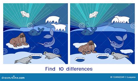 Find Ten Differences Game For Children With Northern Landscape With