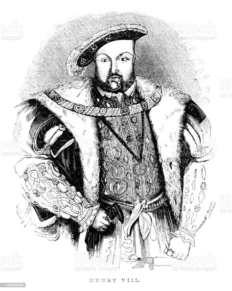 Henry Viii Portrait 16th Century British History Stock Illustration