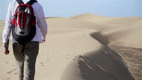 Young Happy Man Walking On The Desert Stock Footage Video 2146235