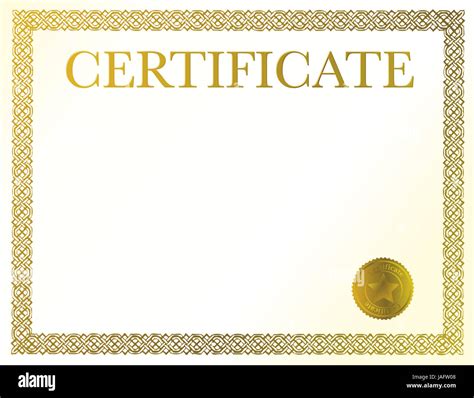 A Blank Certificate Ready To Be Filled With Your Individual Text Stock