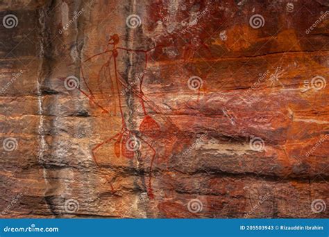The Ancient Australian Aborigines Rock Painting Depicting Magic And