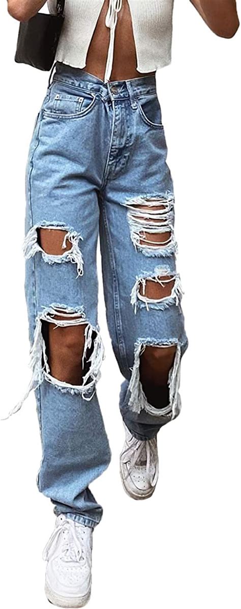 Buy Hypowell Womens Fashion Street Ripped High Waisted Jeans Casual