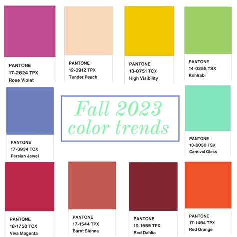 The Color Chart For Fall Including Pantone S And Pantone S