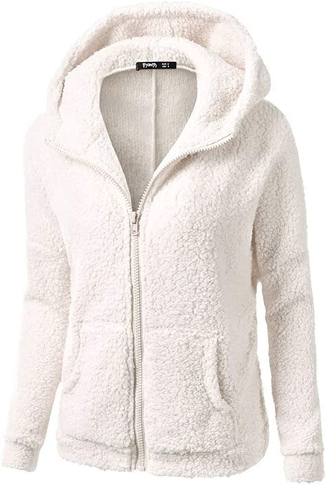 Full Zip Hoodies For Women Festiday Women Soft Teddy Fleece Hooded Sweater Casual Sweatshirts