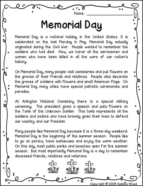 Memorial Day Memorial Day Activities Kindergarten Worksheets