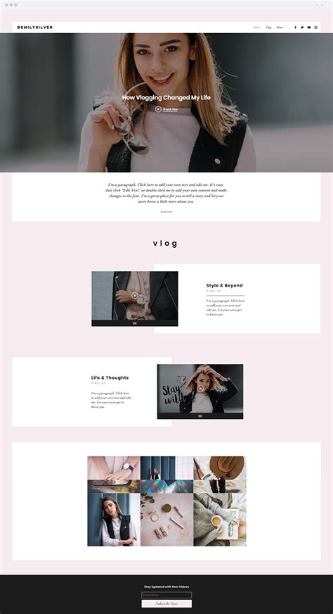 Lifestyle Vlogger Website Template | You're fun, outgoing ...