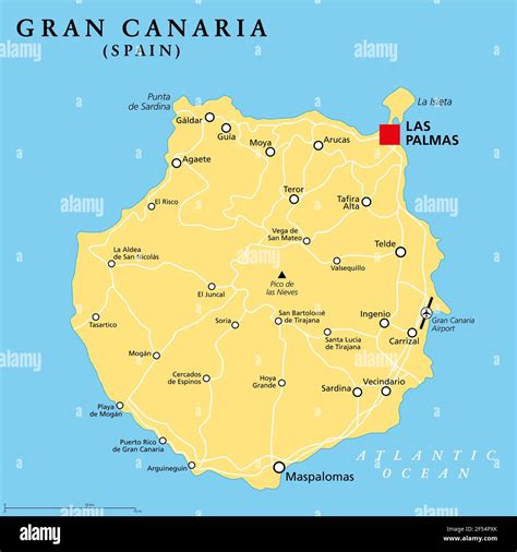 Mapa Político De Gran Canaria Con La Capital Las Palmas Isla Gran