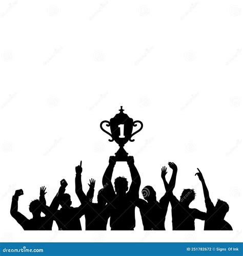 Champion Trophy People Celebrates Silhouette Stock Vector
