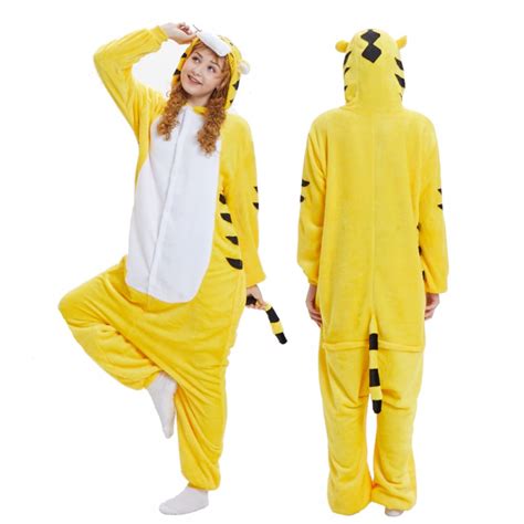 Yellow Tiger Onesie Pajamas Buy Adult Animal Onesies On Pjsbuy
